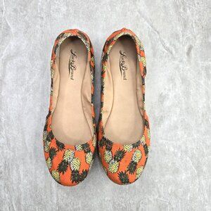 Lucky Brand Ballet Flats Size 7 Orange Pineapple Print Artsy Ballerina Shoes